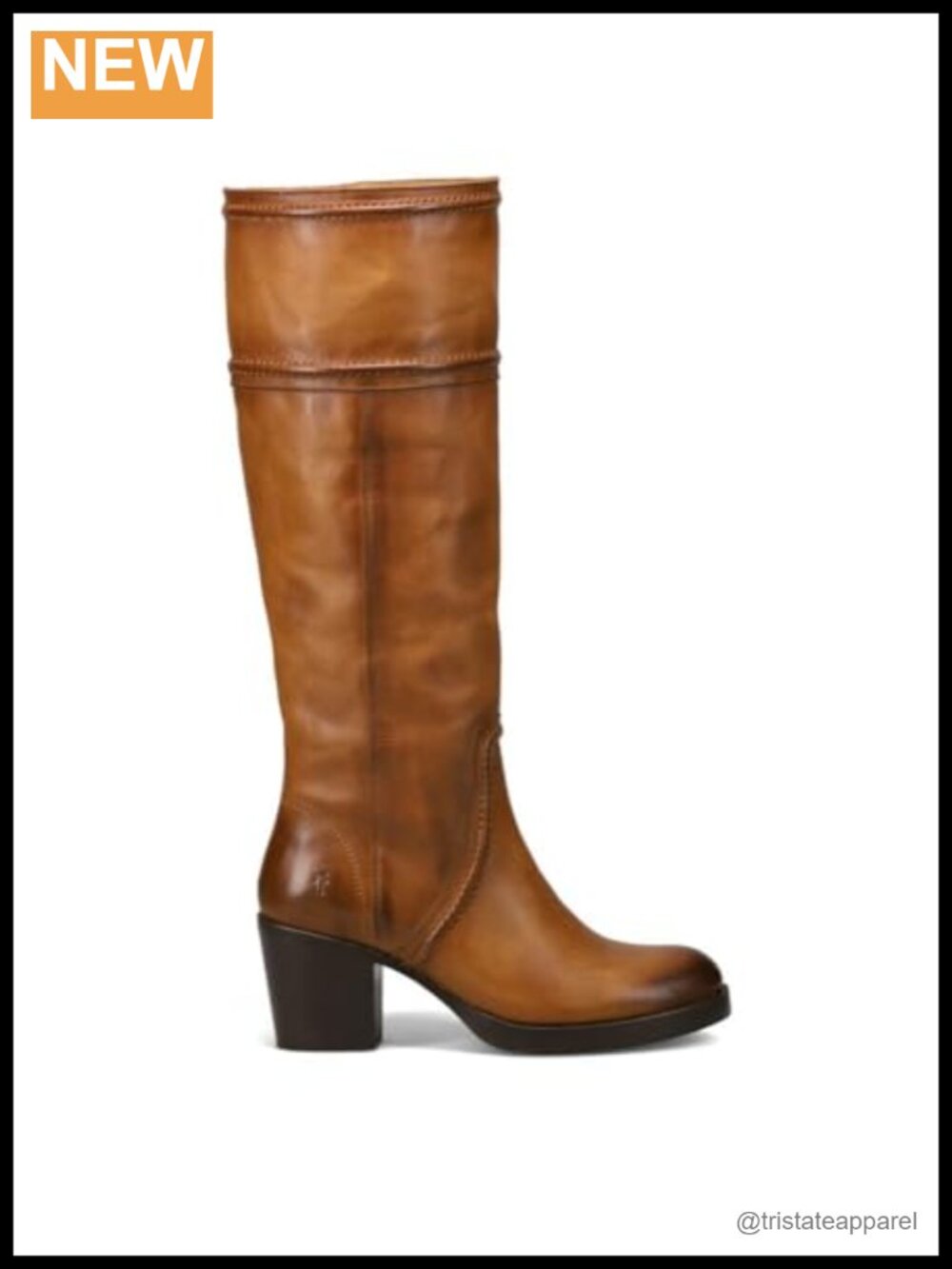 Women's Frye Tall Pull-On Leather Equestrian Boot with Stacked Heel
